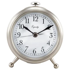 25655 Equity by La Crosse Analog Quartz Alarm Clock with Brushed Metallic Case