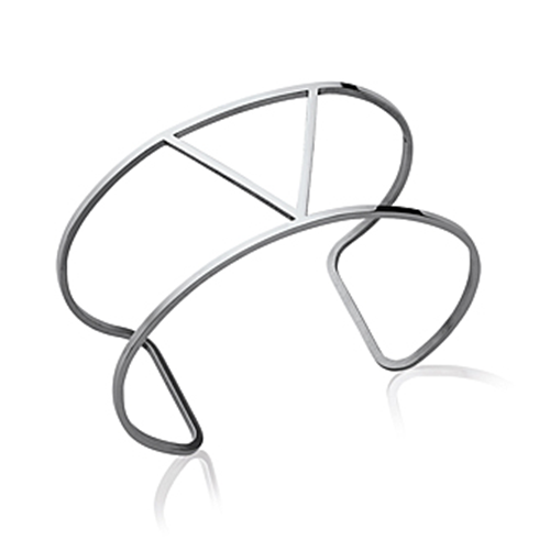 Braccialetto Bangle Simbolo V Aperto IN Acciaio Inossidabile Gioielli Donna - Foto 1 di 3