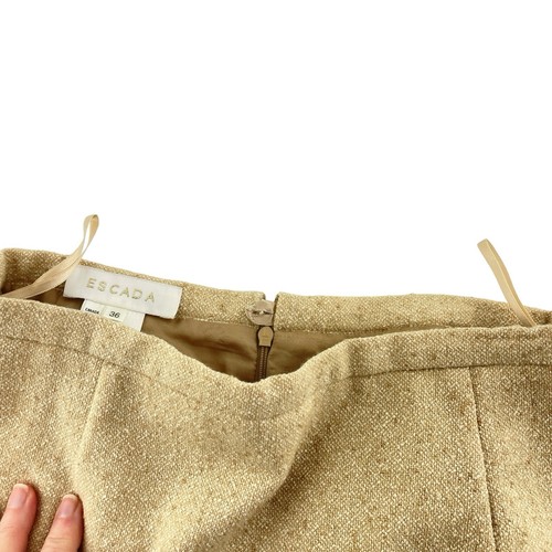 Falda Lápiz Escada Mezcla Lana Seda Talla 36 Pequeña Beige Color Avena - Imagen 8 de 10
