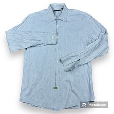 Theory 15.5 32 / 33 Mens Button Down Long Sleeve Dress Shirt Blue Stripe Casual