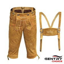 Oktoberfest Costume Real Sued Lederhosen Men Kniebundhosen Brown Traditional