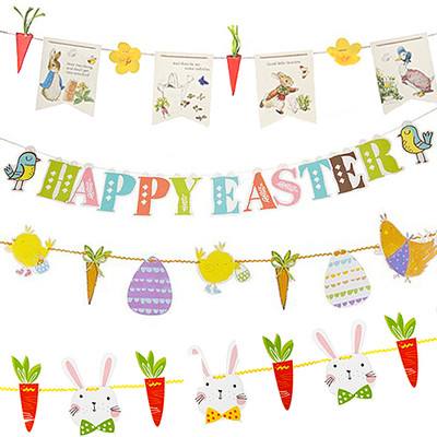OSTERN BANNER WIMPEL GIRLANDE Kinder Haus Garten Party Deko Hängen Basteln