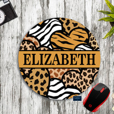 HEARTS ANIMAL PRINT PERSONALIZED YOUR NAME PC MOUSE PAD DESK MAT OFFICE GIFT
