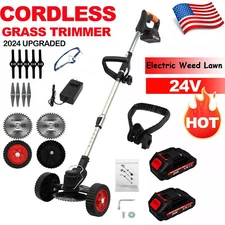 2500W Cordless Weed Eater Electric Brush Cutter Lawn Edger Grass String Trimmer