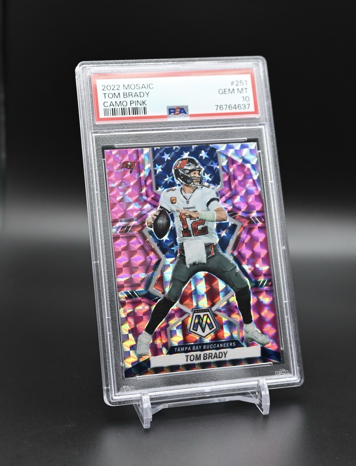 2022 PANINI MOSAIC CAMO PINK #251 TOM BRADY PSA 10 GEM MINT view 2