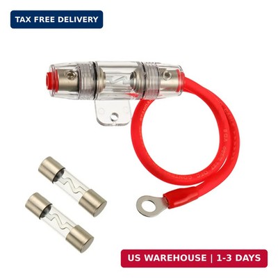 60A AGU Fuse Holder with 8 Gauge AWG 1ft Power Wire - 99.9% Oxygen-Free Copper