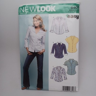 New Look 6407 EASY Semi-Fitted Button Front Shirts w Sleeve Variations Sz 10-22