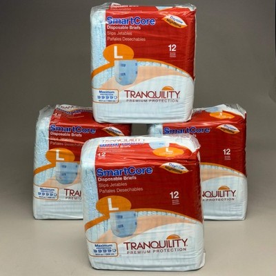 SMARTCORE (4 PK!) of 12 Tranquility Premium Protection Adult Diapers Latex Free