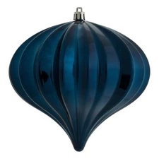 Vickerman UV Treated Onion Christmas Ornaments in Shiny Midnight Blue (Set of 3)