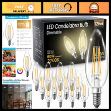 Dimmable E12 LED Candelabra Bulbs 60W Equivalent, 2700K Warm White, 500 Lumens,