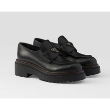 Prada Black Womens Double Chocolate Leather Loafer