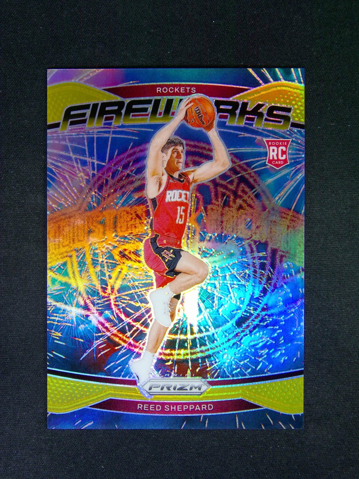 2024-25 Panini Prizm Reed Sheppard #15 RC Rookie Fireworks Gold /10