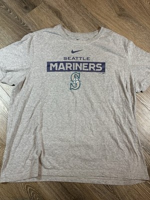 Nike Center Swoosh Seattle Mariners Baseball Shirt Gray Mens 2XL MLB