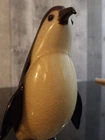 Vintage Murano Style Art Glass Penguin Figurine Gold Fleck Ice Base 7.5" Italy