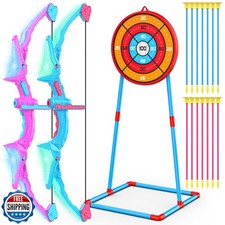 2 Pack of Kids Bow and Arrow Set, Light Up Archery Toy Set with 1
