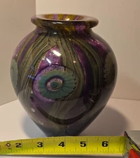 2007 Signed Eickholt Purple Sea Anemone Art Glass Vase