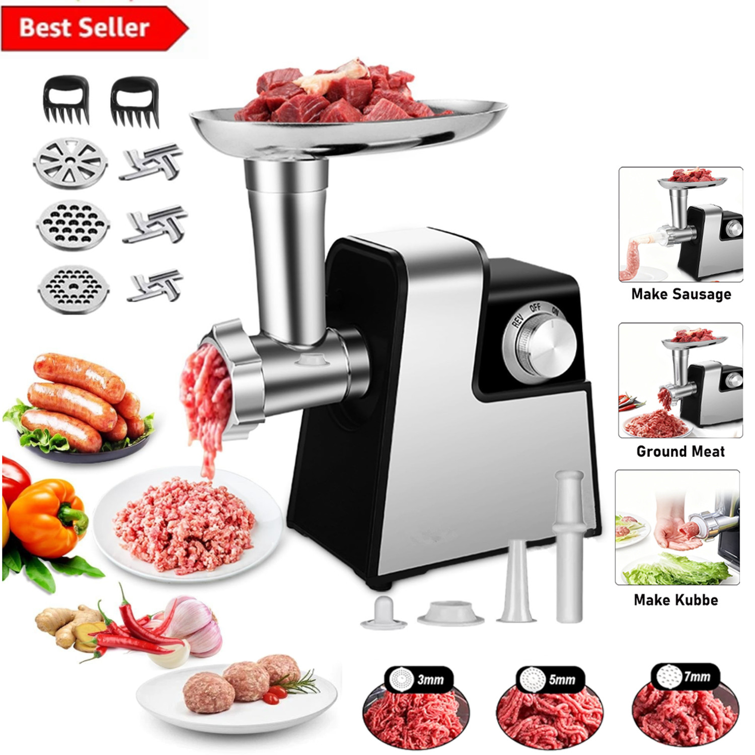 Heavy Duty 3000W Electric Meat Grinder Suasage Stuffer Machi