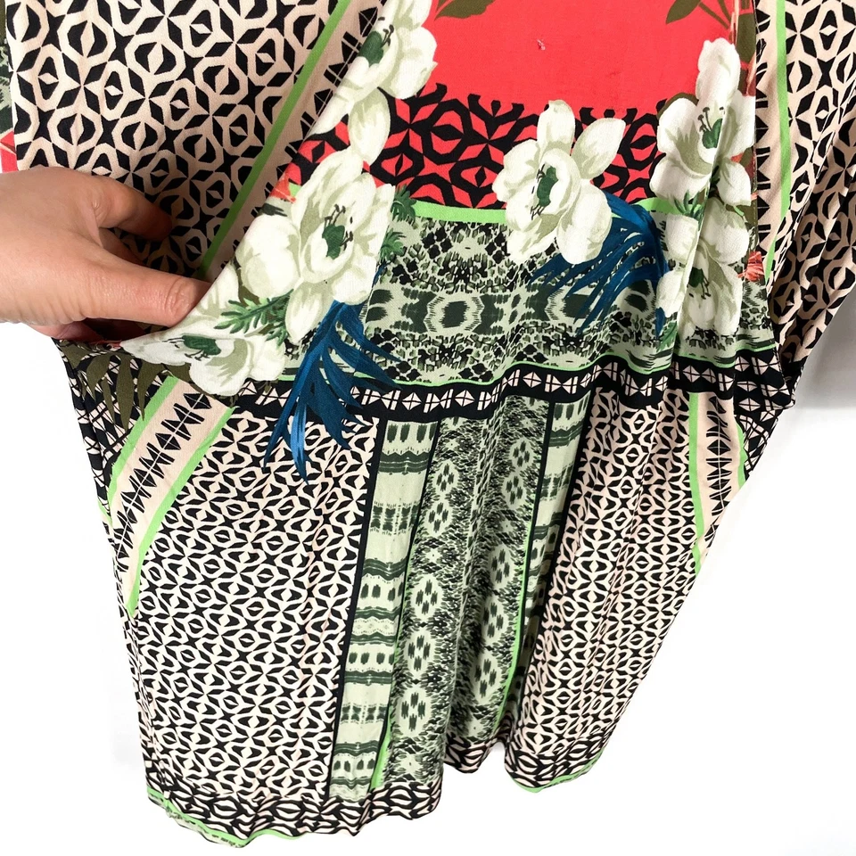 Vestido ETRO Estampado Mixto Naranja Negro Floral Jersey Bolsillo Frontal Talla 44 EU / 8 US Foto 2 de 4