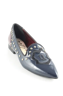 GALLIANO Mocassins Dames Chaussures T EU 35 bleu foncé-rouge brique-doré - Photo 1/4