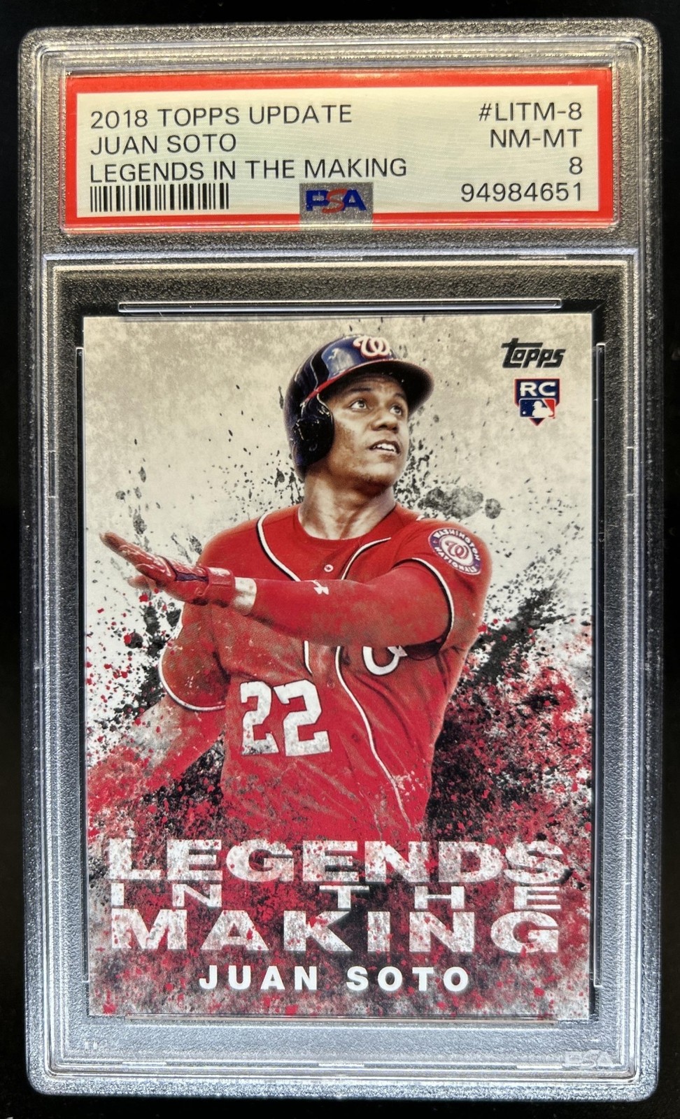 2018 Topps Update Juan Soto Legends in the Making RC #LITM-8 Nationals PSA 8