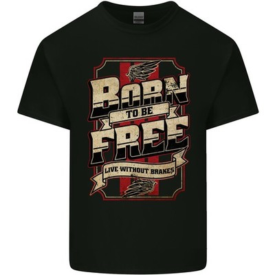 Born To Be Free Biker Motorrad Herren Leichte Baumwolle T-Shirt