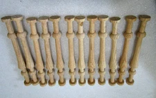 Lot of 12 Unfinished 9" Turned Wood Baluster Spindles - Flat Base Crafts & Home
