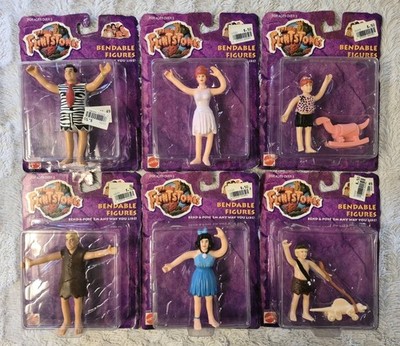 Vintage Lot Of 6 The Flintstones Movie Bendable Figures - 1993 - Mattel - NEW