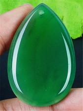 GV35568 47x30x7mm Rayas Verdes/Blancas Ágata Lágrima Colgante Cuentas