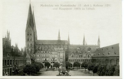 FRANCE - MARKTPLATZ  MIT  MARIENKIRCHE  & HAUPTPOST  ZU  LUBECK   - PC69