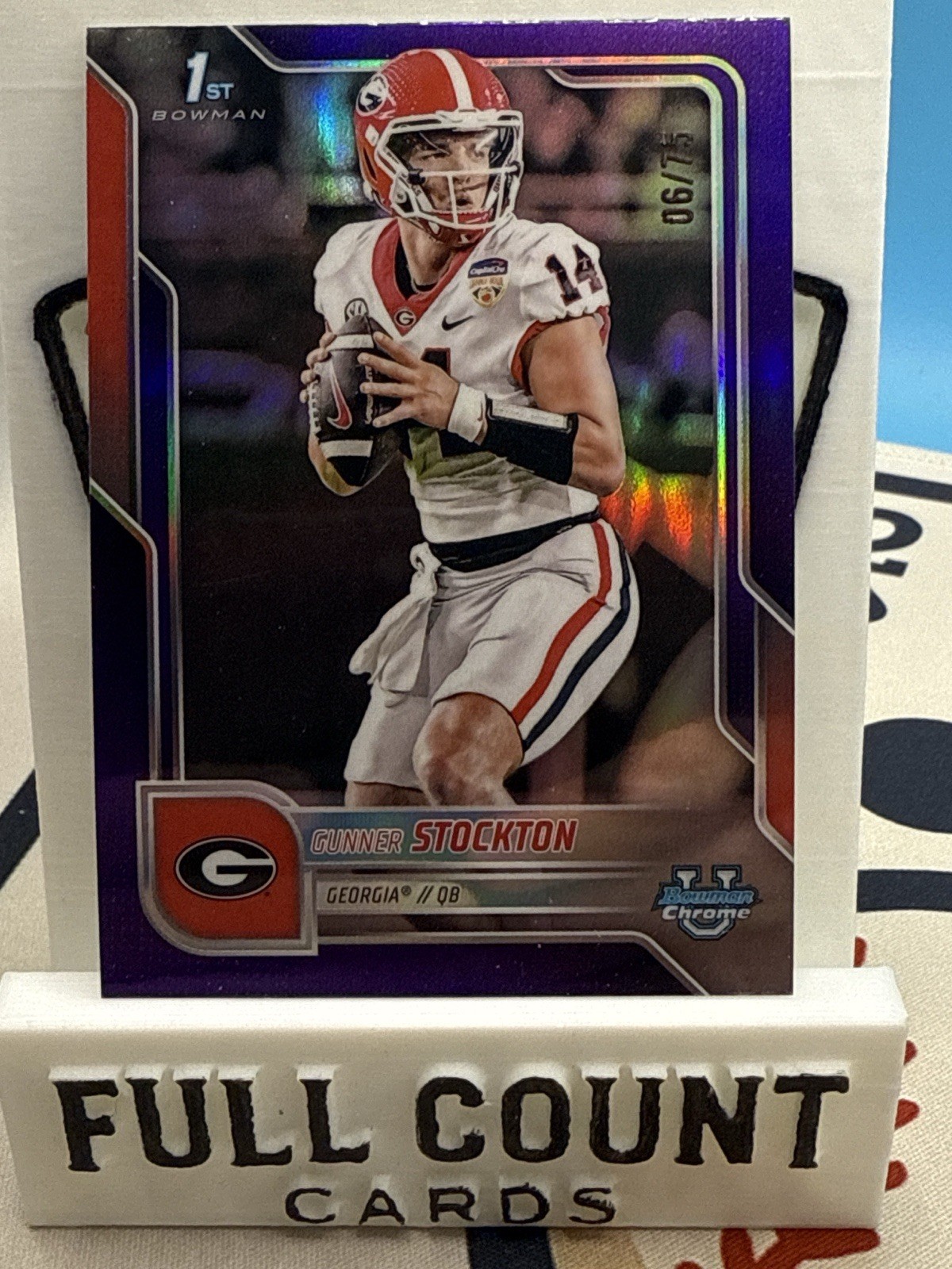 2025 Bowman U Chrome Gunner Stockton 1st Bowman Purple /75 Georgia Bulldogs