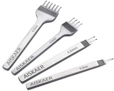 Aiskaer Leather Stitching Punch Set, Diamond Chisel Tools, 4mm 4mm, Silver 