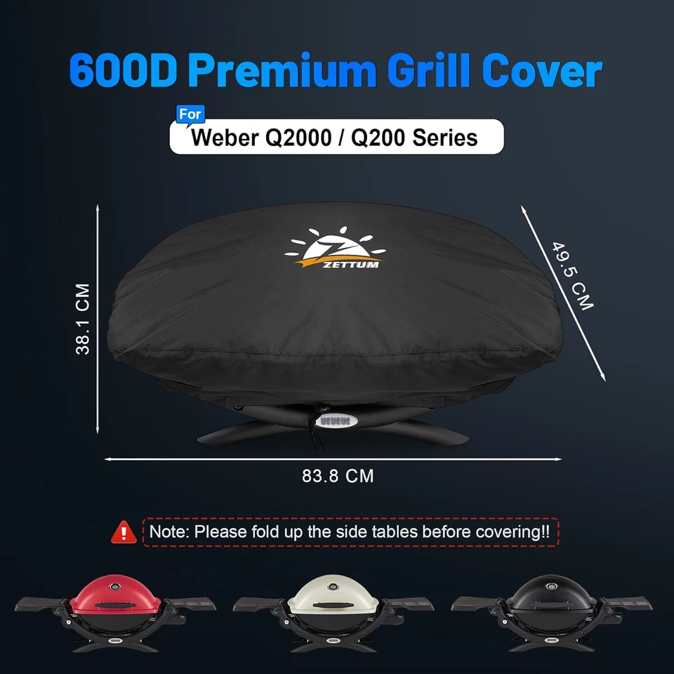 BBQ Grill Cover Waterproof Heavy Duty for Q2000 Q2200 Q2400 Q200 83x49x38cm - image 3 of 4