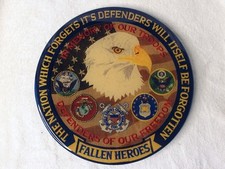 Fallen Heroes Military Tribute Patch Plaque 10" USA Made Wall Hanging