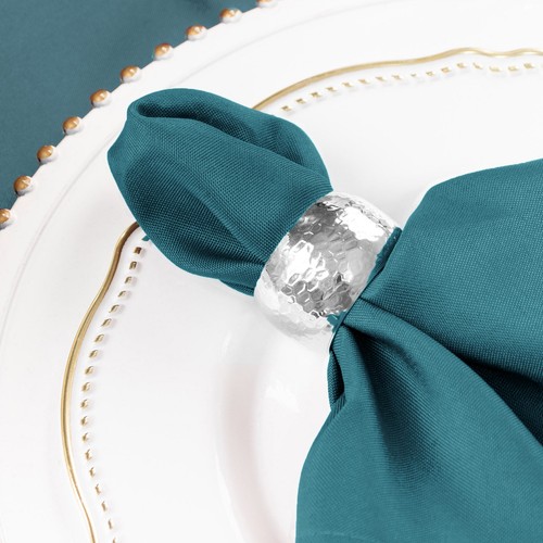 25 pz TOVAGLIOLI DA TAVOLA Pavone Teal Premium Poliestere 17x17" Matrimonio Cucina Biancheria - Foto 4 di 8