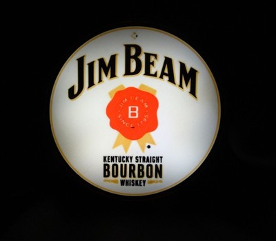 Jim Beam Kentucky Straight Bourbon LED Light Box   Round USB Powered Bar Sign