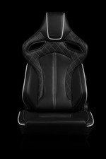 Braum Racing Orue Series Sport Seats - Black Diamond White Stitching - Pair