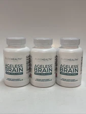 Lot Of 3 PureHealth Research Ageless Brain Supplement 60 Count Exp 2/2027