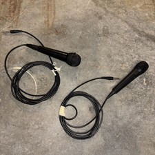 Black Microphone 2 Vocal Broadcast Studio Recording Mic Plug In Wired Mic Used