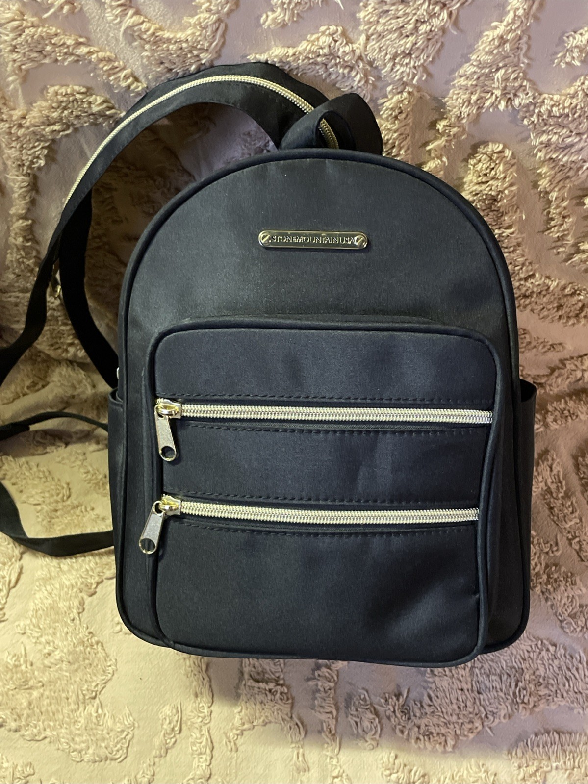 Stone Mountain Backpack Black Microfiber Bag NICE - image 2