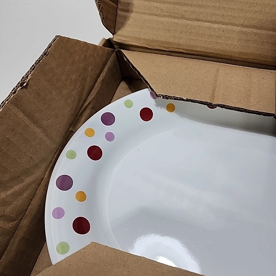 Pampered Chef Simple Additions Polka Dots White Oval Serving Platter - Image 4 of 4