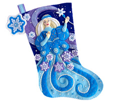 NEW Finished Bucilla Felt Christmas Stocking - Snow Princess - Handmade