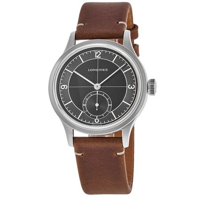 New Longines Heritage Classic Black Dial Leather Strap Men's Watch L2.828.4.53.2