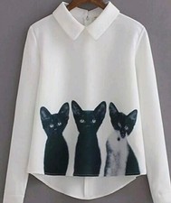 New Geno Lanven Cat Bloue Top Size 16.