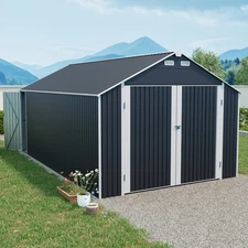12'x20' Outdoor Storage Shed Metal Garage Shed with Doors & Vents for Car Bike
