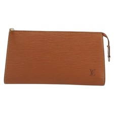 Louis Vuitton Pochette Accessoires Epi Brown Leather Clutche Pouche Bag