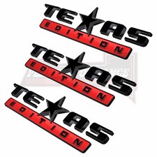 3pcs 3d Texas Edition Emblem For Silverado Sierra Truck Black Red Universal