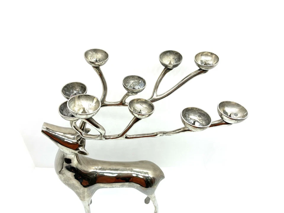 Candelabro Pottery Barn plateado de 10 puntos de reno 20" de alto Foto 3 de 4