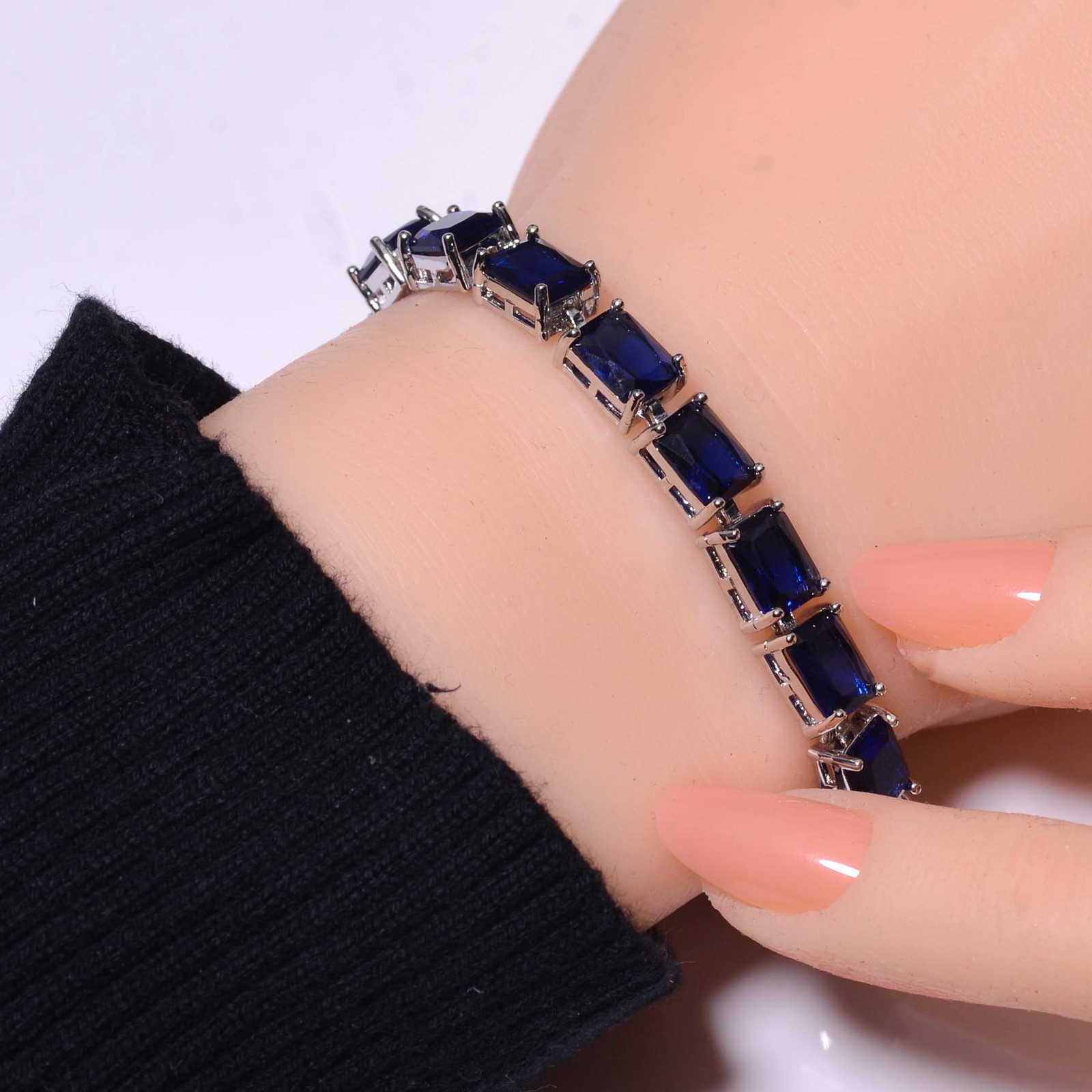 Blue Sapphire - Simulated 925 Sterling Silver Tennis Bracelet 7.99