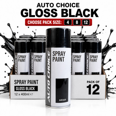 ALLZWECK SCHWARZ GLANZ GROSSE PACKUNG x12 400ml SPRÜHLACK PERFEKTES FINISH EMAILLE