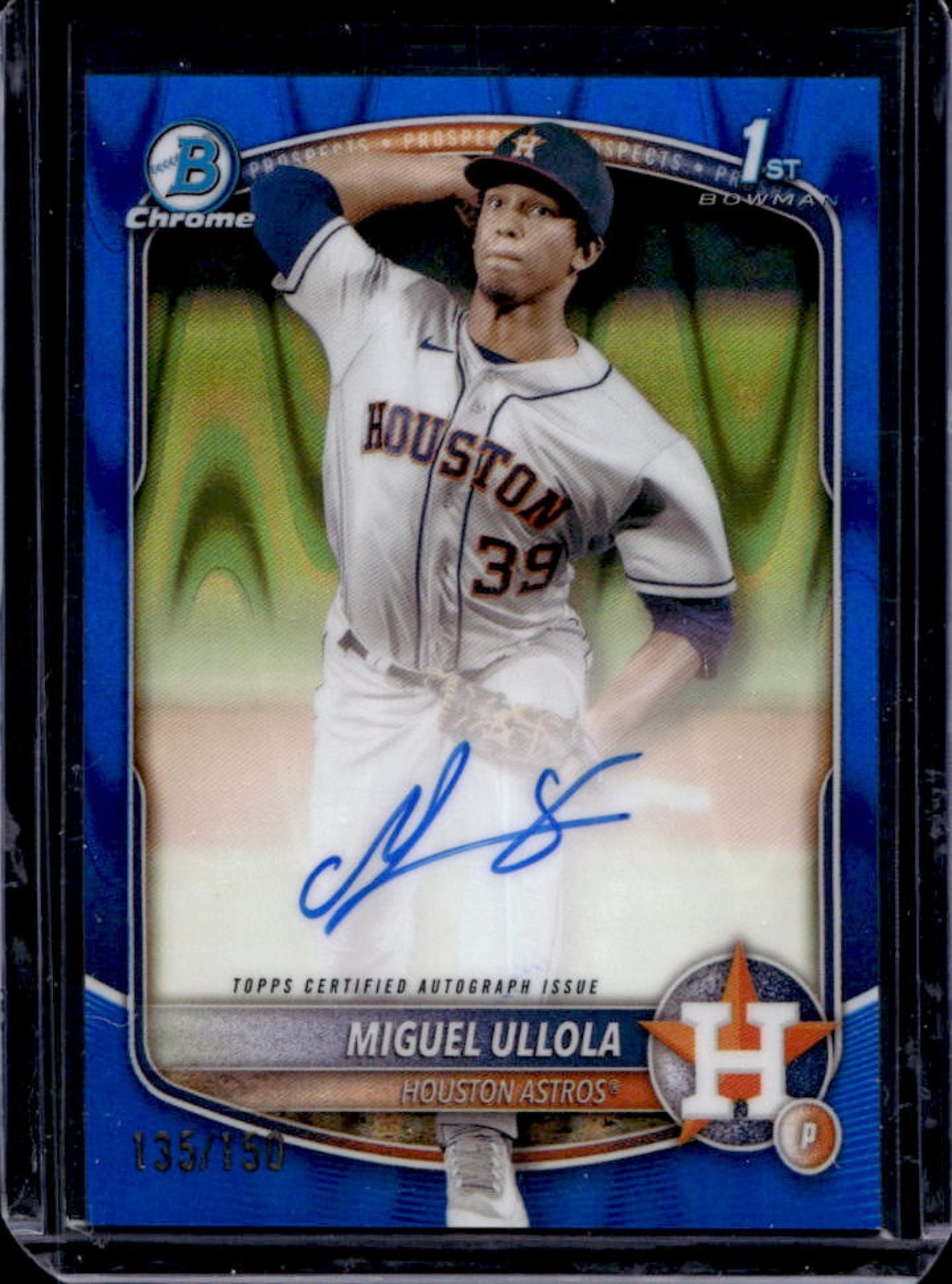 2025 Bowman Chrome Miguel Ullola Auto Blue RayWave Refractor 1st #135/150